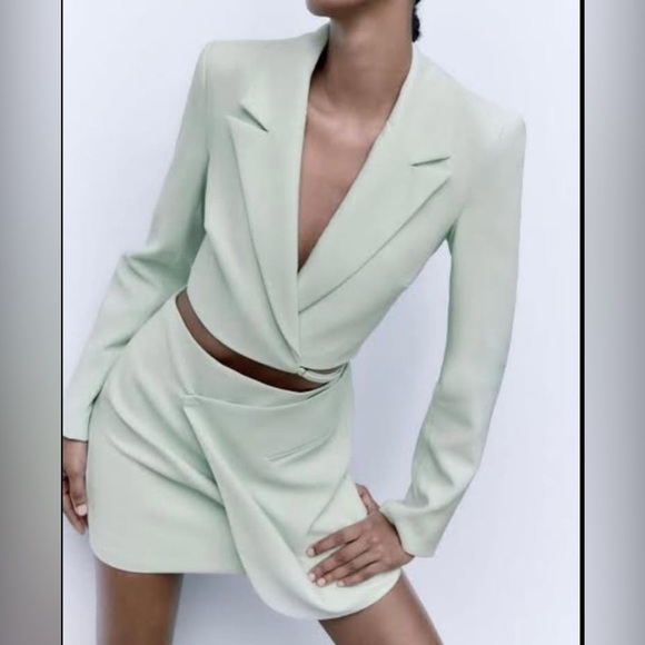 Mint green cut out blazer dress from zara brand NEW - Picture 2 of 7